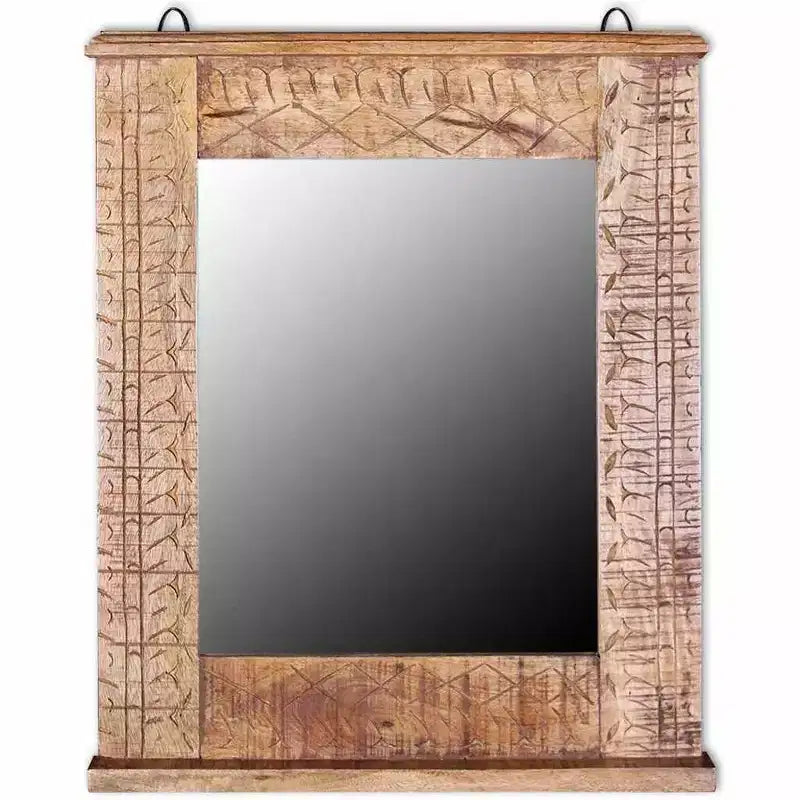 Mobile da bagno rustico marrone in legno di mango con specchio, singolo