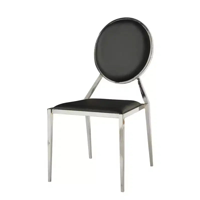 Sedia da pranzo imbottita con schienale tondo nero, set da 4