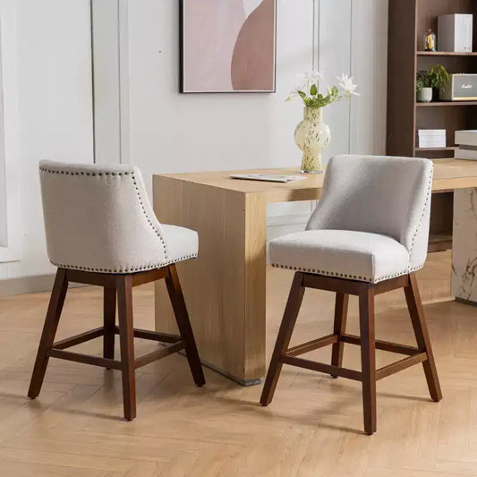 Sgabello da bancone girevole rivestito in tessuto beige/blu/grigio/rosso, set da 2