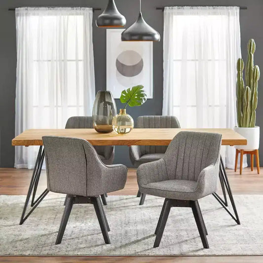 Poltrona girevole grigia, stile Mid-Century, set da 2