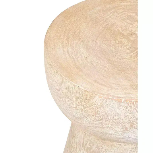 Tavolino d'appoggio rotondo in teak massiccio marrone, uso monoposto