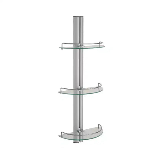 Three Tier Half Moon Glass Shelf Silver - Organize It All