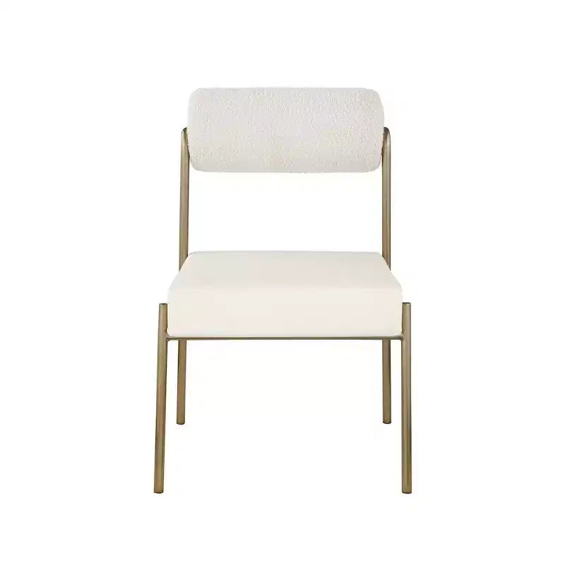 Sedia da pranzo in similpelle nera/crema e tessuto bouclé, set da 2