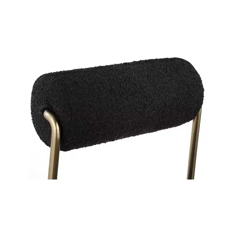 Sedia da pranzo in similpelle nera/crema e tessuto bouclé, set da 2