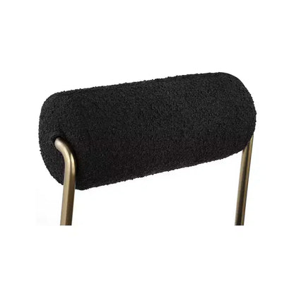 Sedia da pranzo in similpelle nera/crema e tessuto bouclé, set da 2