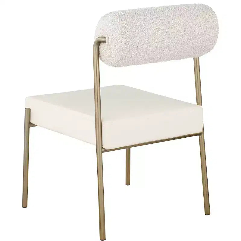 Sedia da pranzo in similpelle nera/crema e tessuto bouclé, set da 2