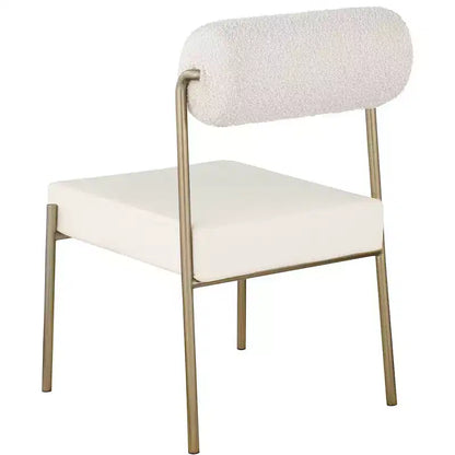 Sedia da pranzo in similpelle nera/crema e tessuto bouclé, set da 2