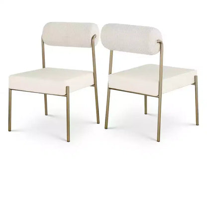 Sedia da pranzo in similpelle nera/crema e tessuto bouclé, set da 2