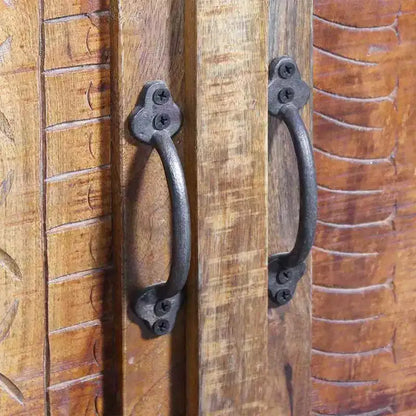 Mobile da bagno rustico marrone in legno di mango con specchio, singolo