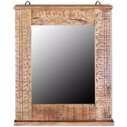 Mobile da bagno rustico marrone in legno di mango con specchio, singolo