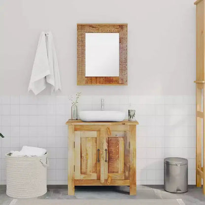 Mobile da bagno rustico marrone in legno di mango con specchio, singolo