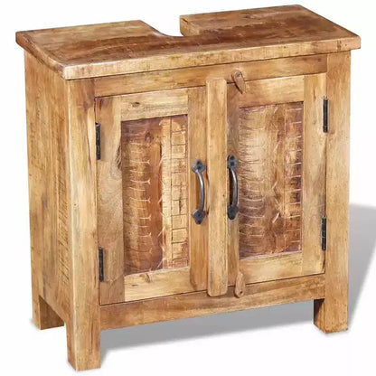 Mobile da bagno rustico marrone in legno di mango con specchio, singolo