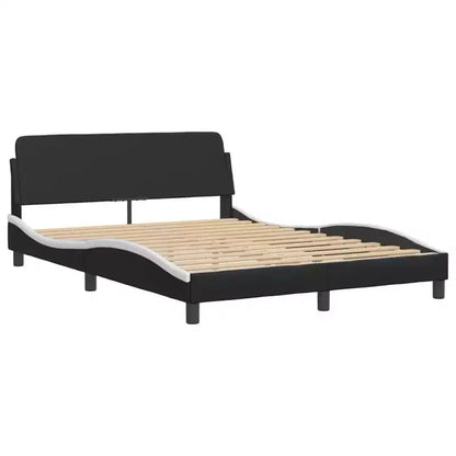 Letto matrimoniale nero/bianco con LED e testiera imbottita, per 2 persone