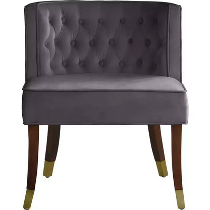 Sedie da pranzo in velluto verde/grigio con gambe dorate – Set da 2