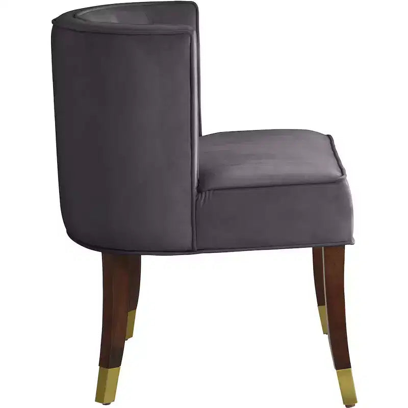 Sedie da pranzo in velluto verde/grigio con gambe dorate – Set da 2