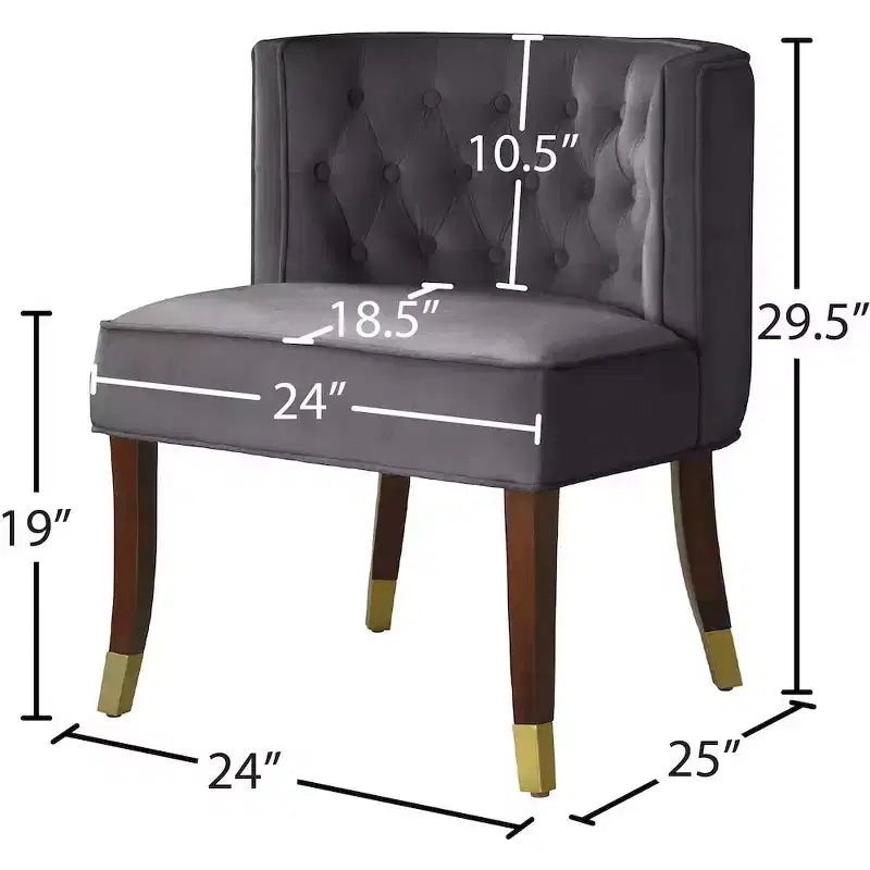 Sedie da pranzo in velluto verde/grigio con gambe dorate – Set da 2