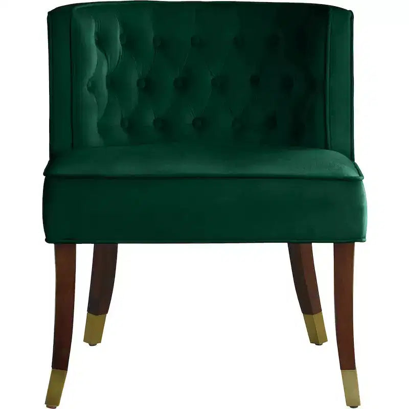 Sedie da pranzo in velluto verde/grigio con gambe dorate – Set da 2