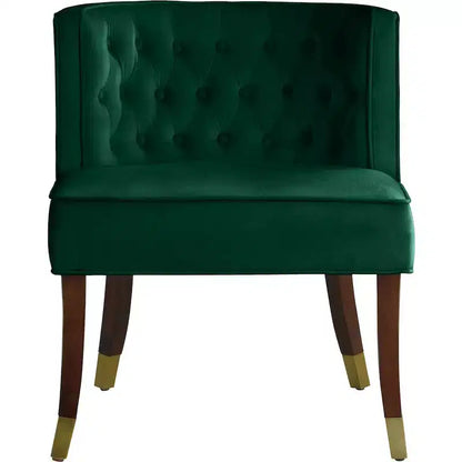 Sedie da pranzo in velluto verde/grigio con gambe dorate – Set da 2