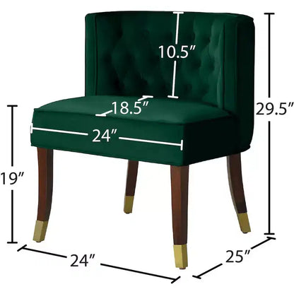 Sedie da pranzo in velluto verde/grigio con gambe dorate – Set da 2