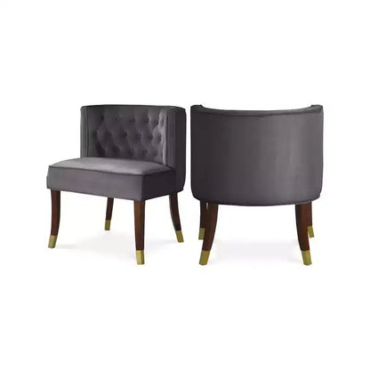 Sedie da pranzo in velluto verde/grigio con gambe dorate – Set da 2