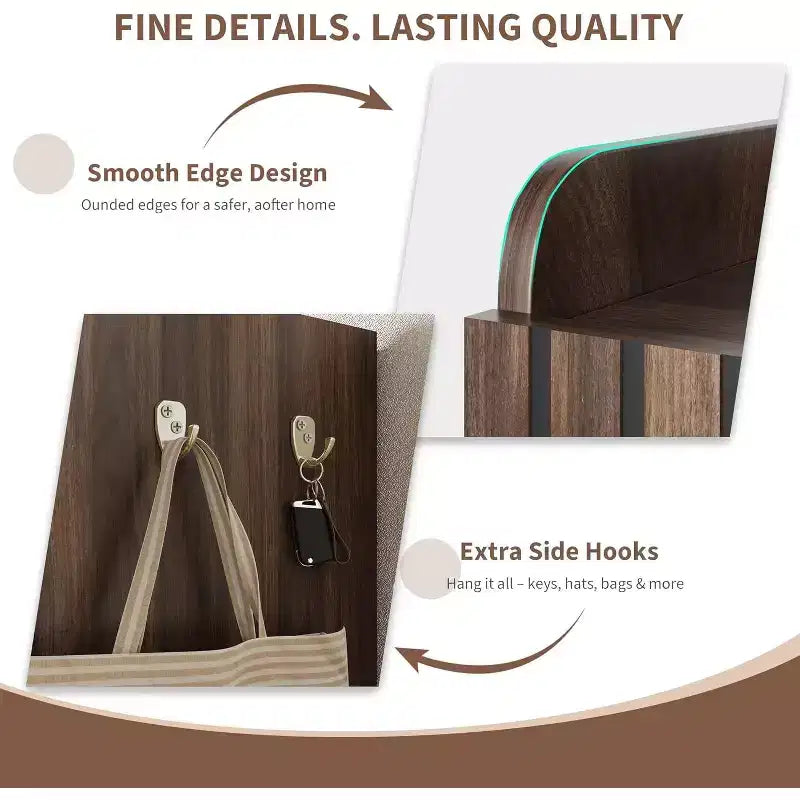 Scarpiera marrone a 6 ripiani con 2 ante e ganci, da terra, capacità 30 paia