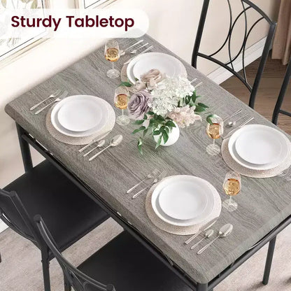 Set Tavolo da Pranzo Imbottito Nero / Marrone / Grigio, 4 Posti