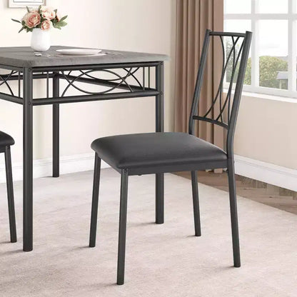 Set Tavolo da Pranzo Imbottito Nero / Marrone / Grigio, 4 Posti