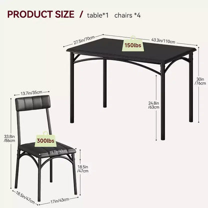 Set Tavolo da Pranzo Imbottito Nero / Marrone / Grigio, 4 Posti