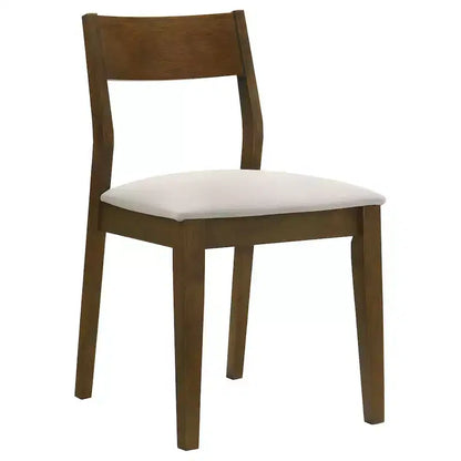 Sedia da pranzo imbottita marrone scuro, sedile beige, set da 2