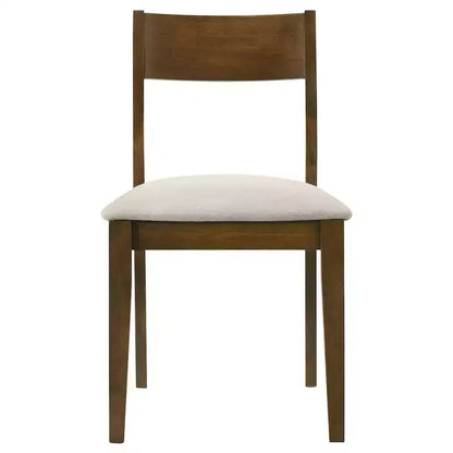 Sedia da pranzo imbottita marrone scuro, sedile beige, set da 2