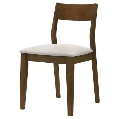 Sedia da pranzo imbottita marrone scuro, sedile beige, set da 2