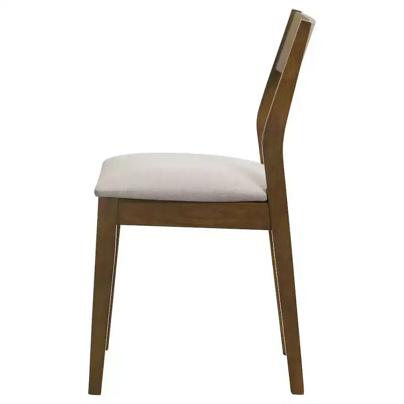 Sedia da pranzo imbottita marrone scuro, sedile beige, set da 2