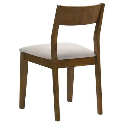 Sedia da pranzo imbottita marrone scuro, sedile beige, set da 2