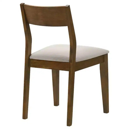 Sedia da pranzo imbottita marrone scuro, sedile beige, set da 2
