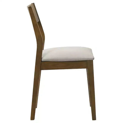 Sedia da pranzo imbottita marrone scuro, sedile beige, set da 2