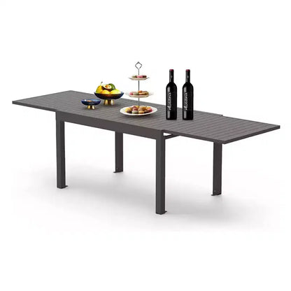 Tavolo da pranzo allungabile in alluminio, grigio scuro / bianco avorio / marrone scuro / nero, per un massimo di 6 persone
