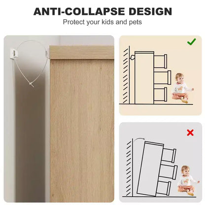 Cassettiera a 6 cassetti in legno naturale con maniglie incassate, stile moderno