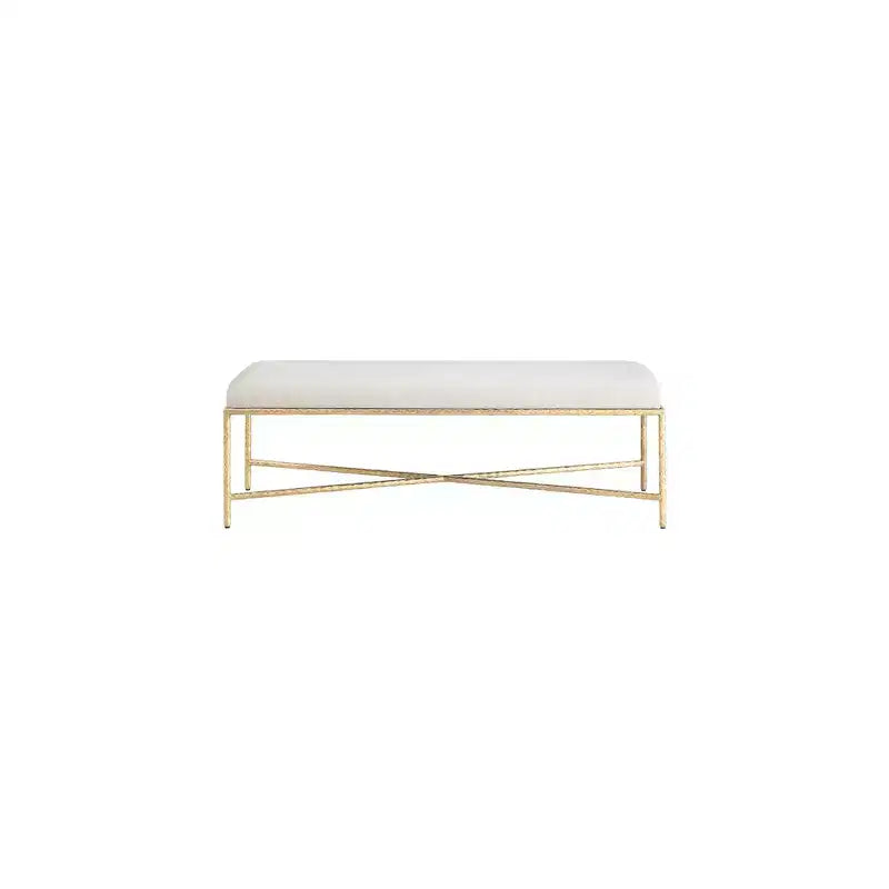 Panca imbottita in tessuto ciniglia, beige/crema, 1 posto, rettangolare