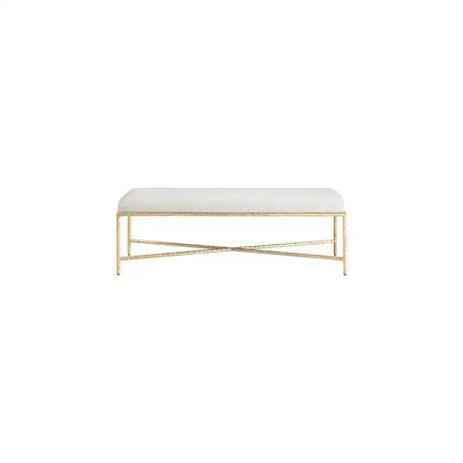 Panca imbottita in tessuto ciniglia, beige/crema, 1 posto, rettangolare