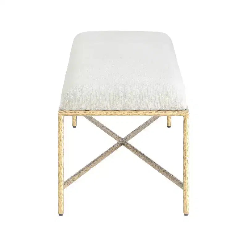 Panca imbottita in tessuto ciniglia, beige/crema, 1 posto, rettangolare