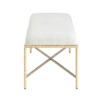 Panca imbottita in tessuto ciniglia, beige/crema, 1 posto, rettangolare