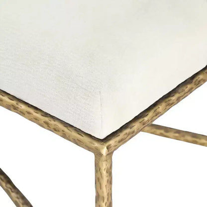 Panca imbottita in tessuto ciniglia, beige/crema, 1 posto, rettangolare