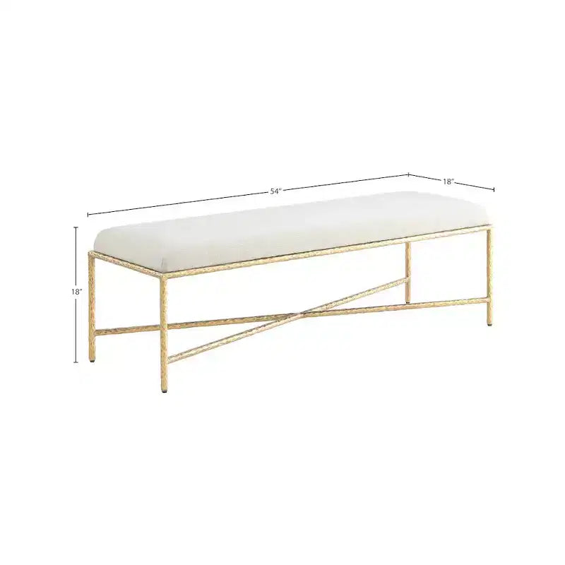 Panca imbottita in tessuto ciniglia, beige/crema, 1 posto, rettangolare
