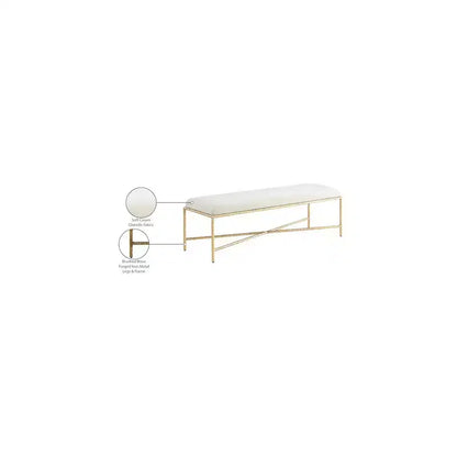 Panca imbottita in tessuto ciniglia, beige/crema, 1 posto, rettangolare