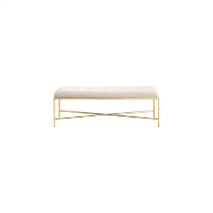 Panca imbottita in tessuto ciniglia, beige/crema, 1 posto, rettangolare