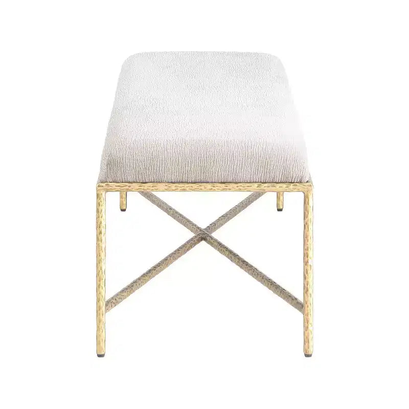 Panca imbottita in tessuto ciniglia, beige/crema, 1 posto, rettangolare