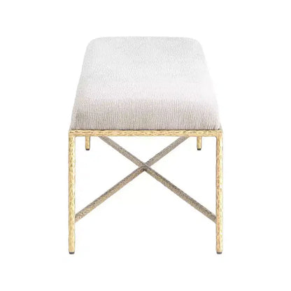 Panca imbottita in tessuto ciniglia, beige/crema, 1 posto, rettangolare