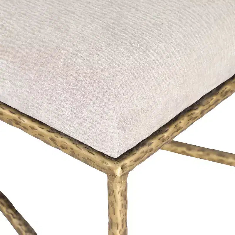 Panca imbottita in tessuto ciniglia, beige/crema, 1 posto, rettangolare