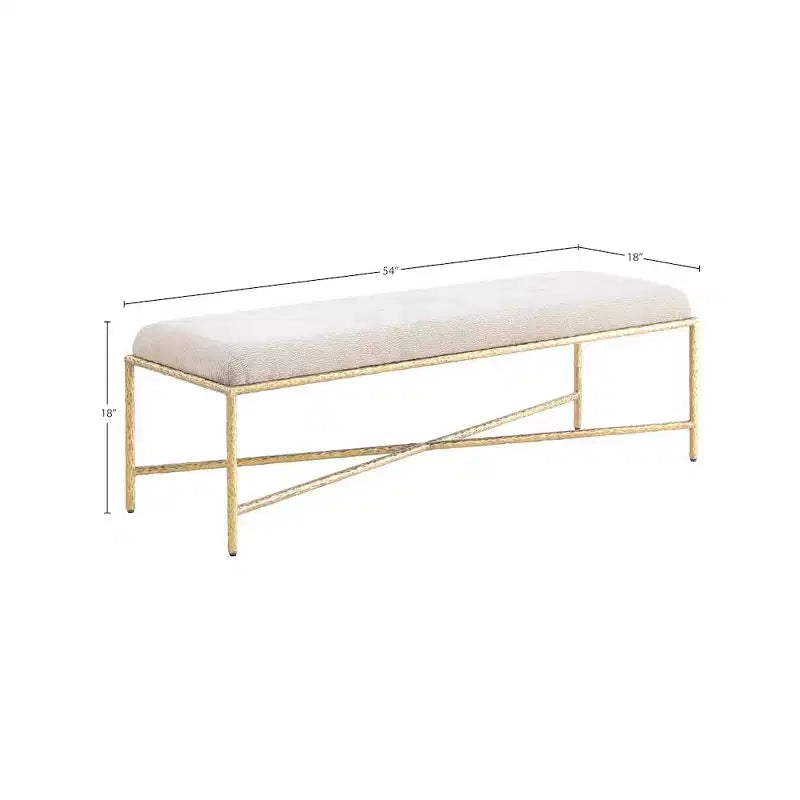 Panca imbottita in tessuto ciniglia, beige/crema, 1 posto, rettangolare