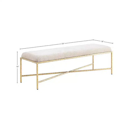 Panca imbottita in tessuto ciniglia, beige/crema, 1 posto, rettangolare